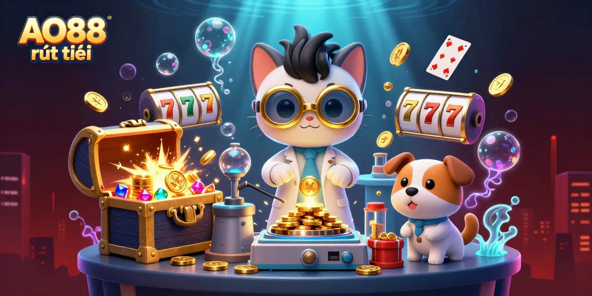 Engage in exciting AO88 rút tiền with our thrilling 3D illustration showcasing dynamic casino elements.