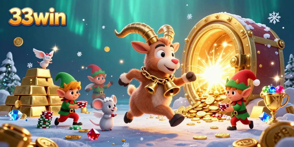 Engage in thrilling gameplay with 33win at a lively holiday-horror casino featuring a Krampus goat.