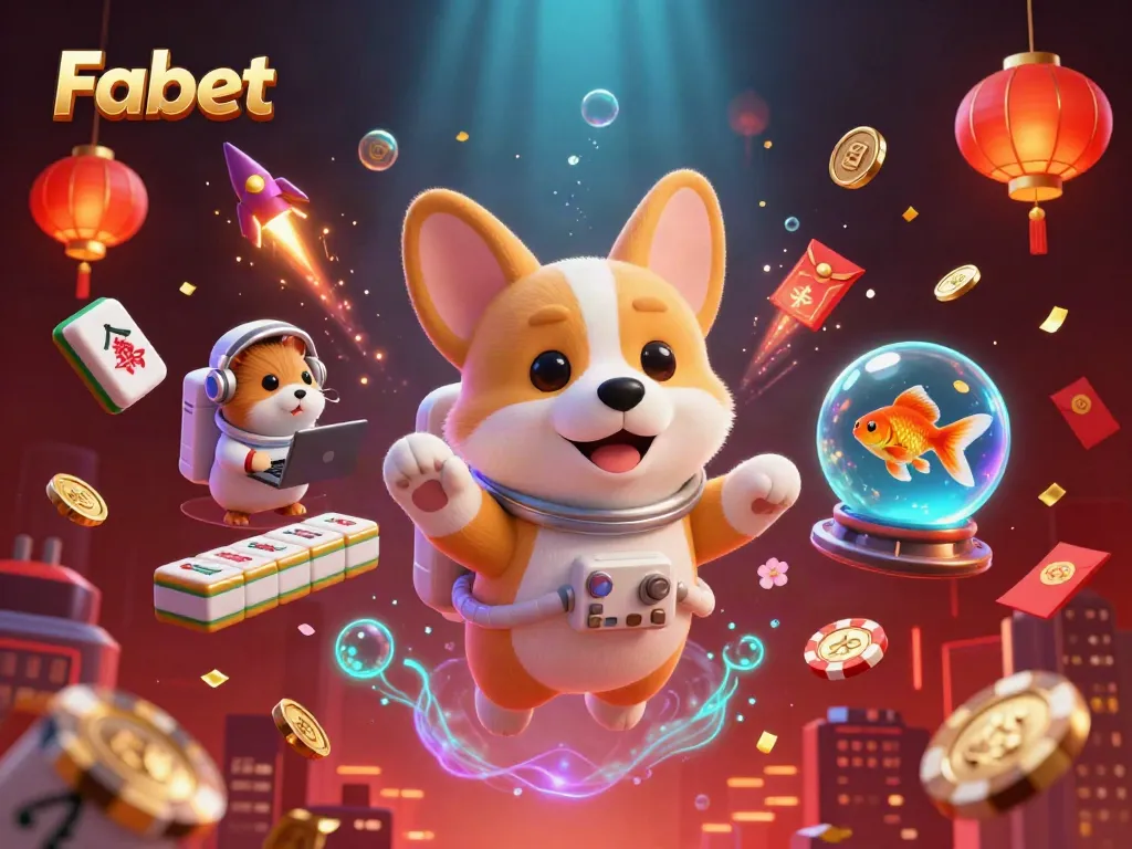 Experience Fabet with a lively space casino scene featuring floating coins and game elements.