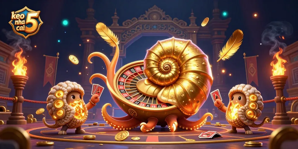 Experience the thrill of keo nha cai 5 with a dazzling visual of a giant nautilus as a roulette wheel.