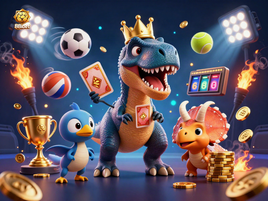 Engage with the thrilling adventure at 88ibet with vibrant 3D characters and casino elements.
