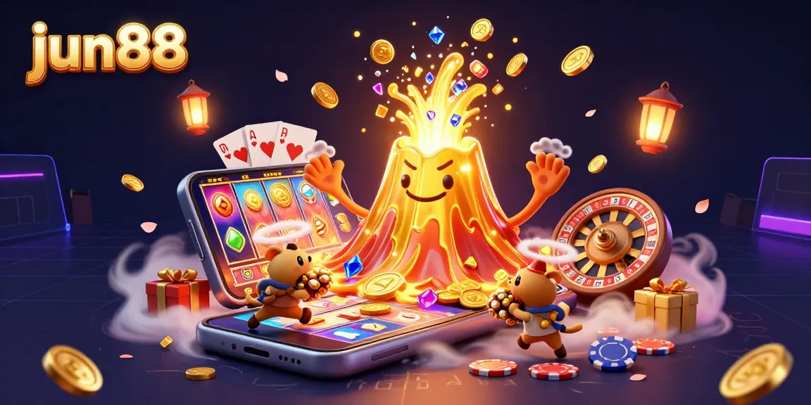 Experience thrilling gaming at jun88 with vibrant treasure-filled scenes and dynamic casino elements.