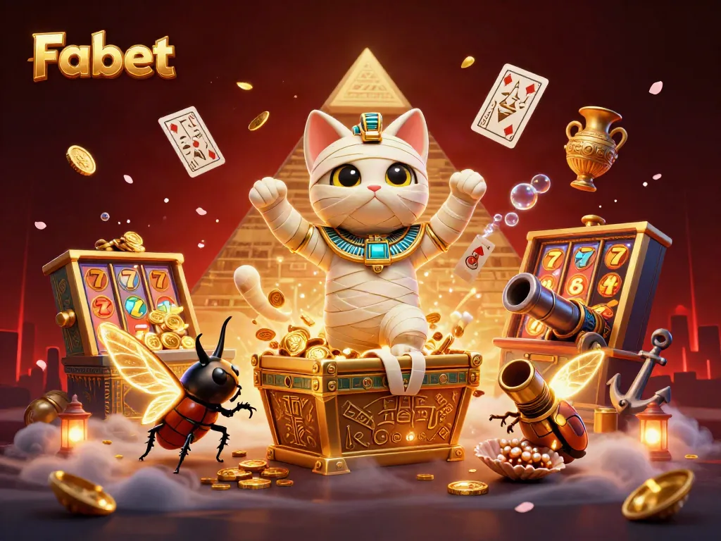 Engage in the vibrant world of Fabet with an ultra-detailed 3D illustration featuring unique characters and dynamic gaming elements.